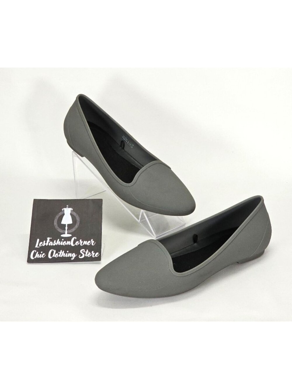 Crocs Women's Grey Eve Slip on Iconic Pointed Comfort Ballet Flats Size 9 2050 - Picture 5 of 15